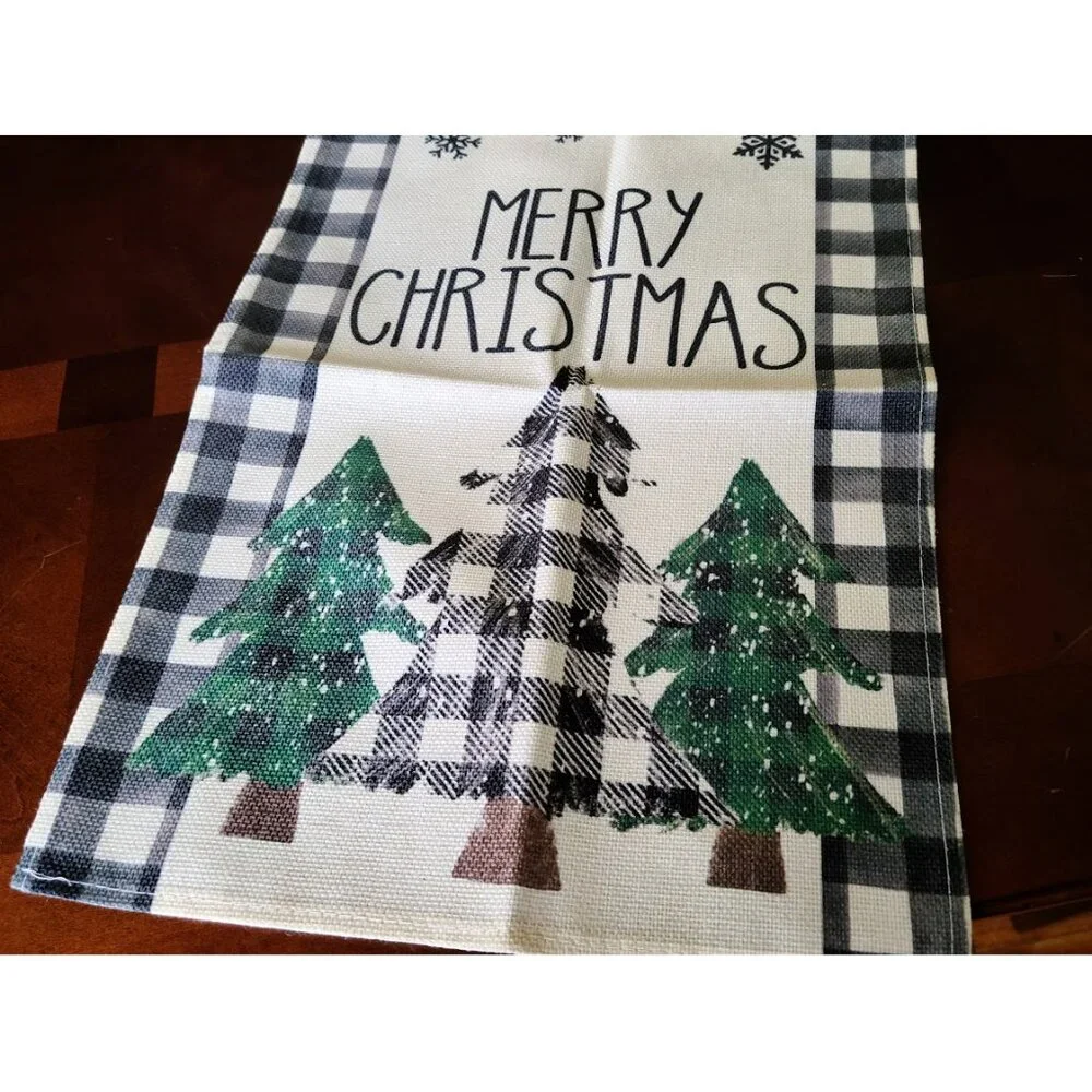 Christmas Table Runner Cottage Farmhouse Decor Buffalo Plaid Holiday Decoration